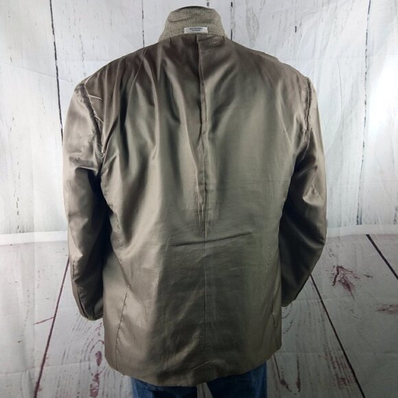 Trieste 48R 3 Button Olive Hopsack Suit Blazer Sport Coat - Picture 9 of 10